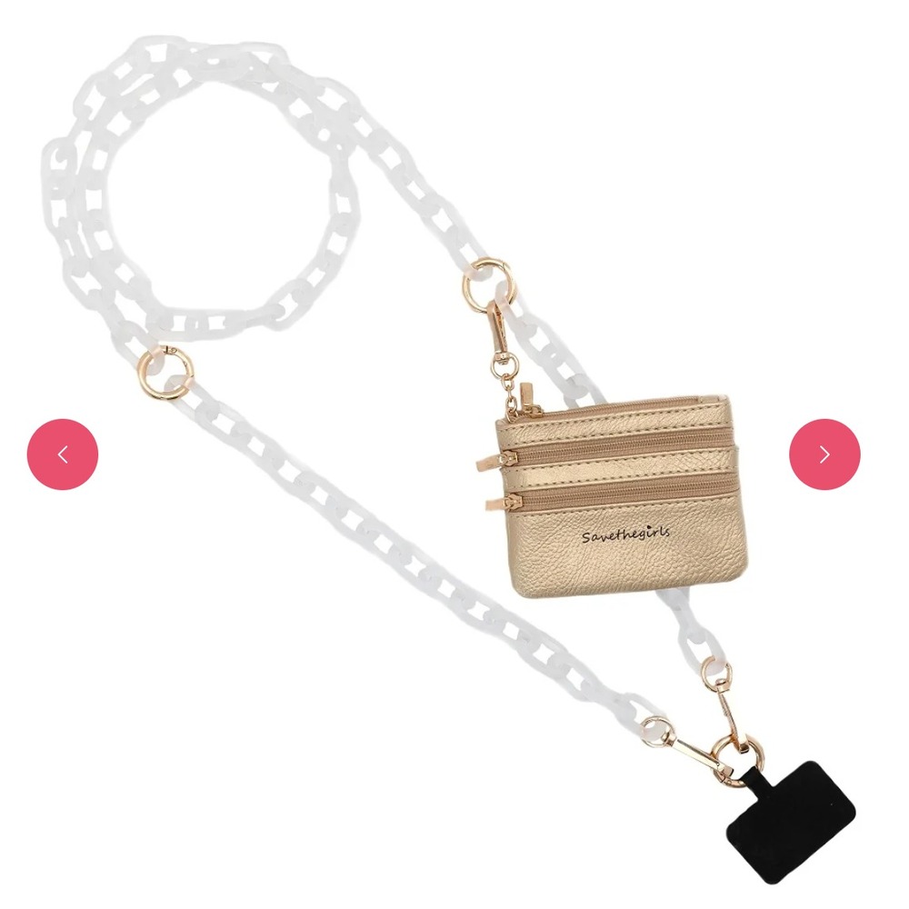 NEW SAVE THE GIRLS Ice Chain Pouch Crossbody Clip & Go Cell Phone Wallet